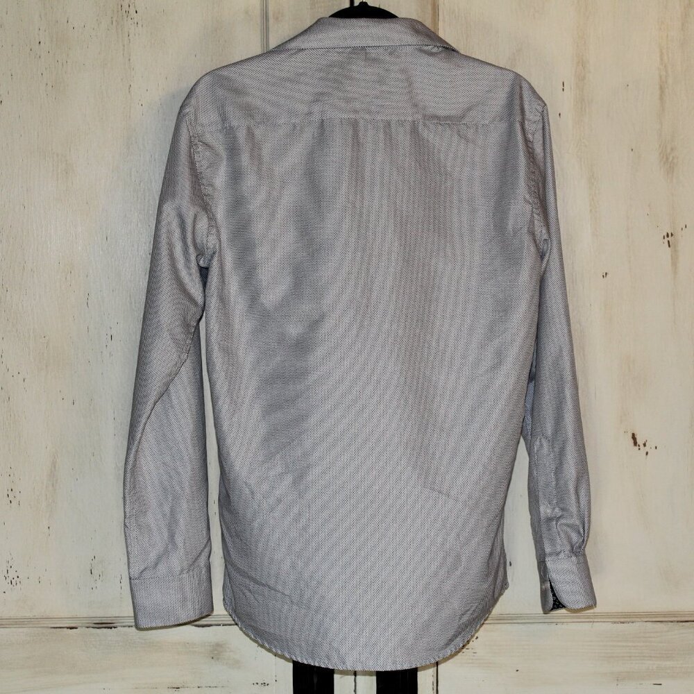 Nine West Slim Fit black white men's long-sleeve button-down shirt M - Picture 6 of 7